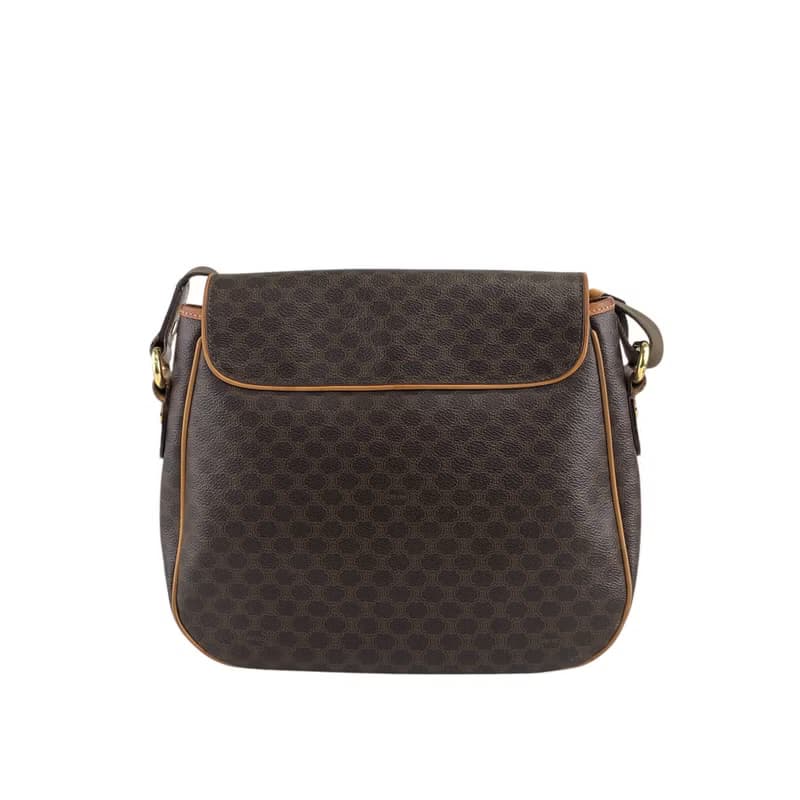 【 日本直送　名牌中古包 】CELINE セリーヌ マカダム ショルダーバッグ ブラウン PVC ダブルポケット vintage ヴィンテージ a3bmb4
