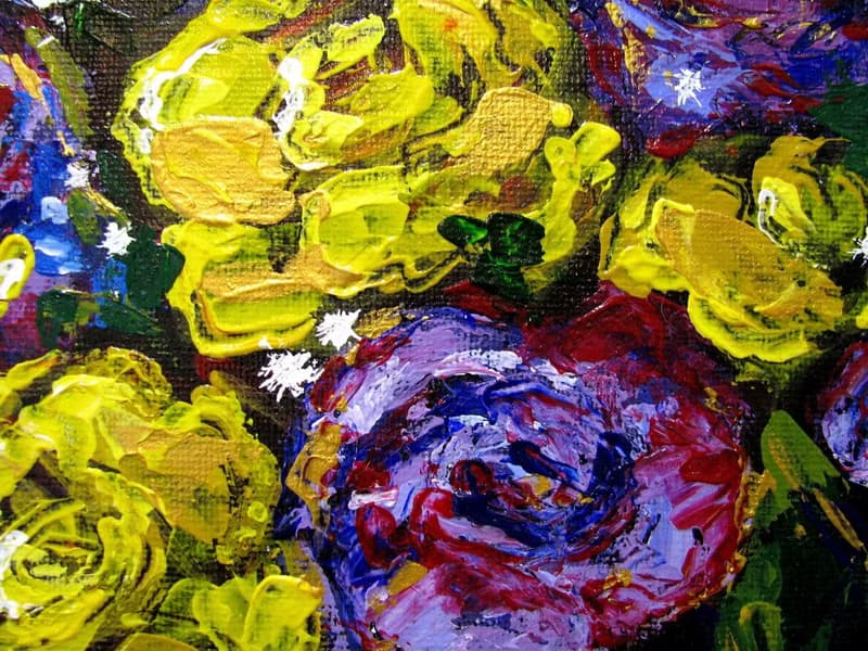 Flower Bouquet and Lemons Acrylic Painting Framed Ready to Gift