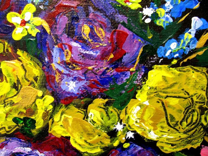 Flower Bouquet and Lemons Acrylic Painting Framed Ready to Gift