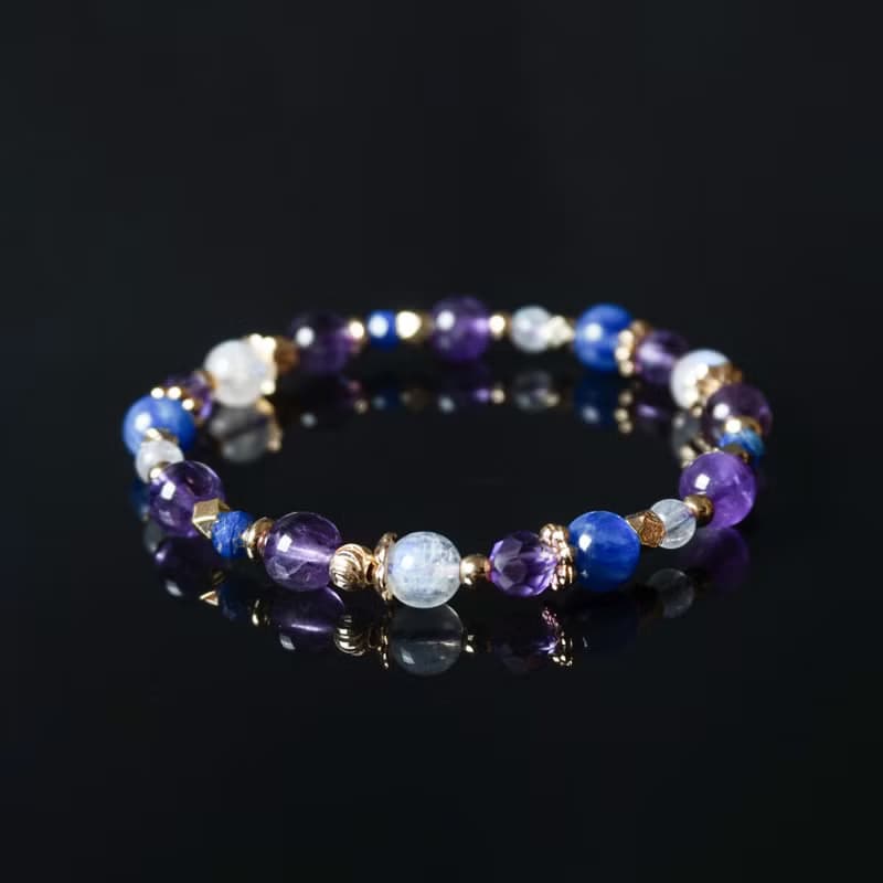 幻夢歷險 // 紫水晶藍晶石月光石 手鍊 // 智慧 洞察 平靜 人緣