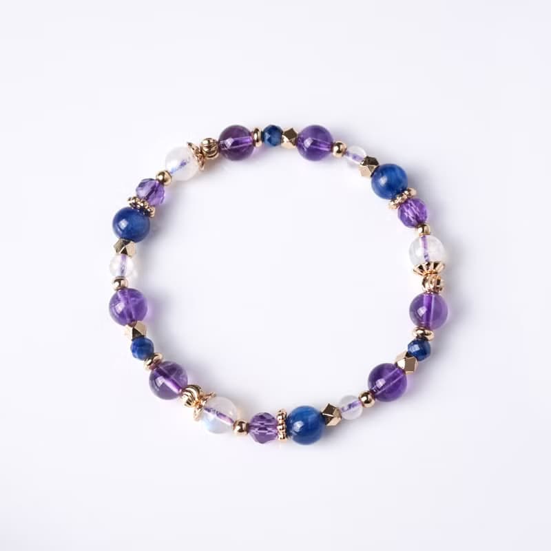 幻夢歷險 // 紫水晶藍晶石月光石 手鍊 // 智慧 洞察 平靜 人緣