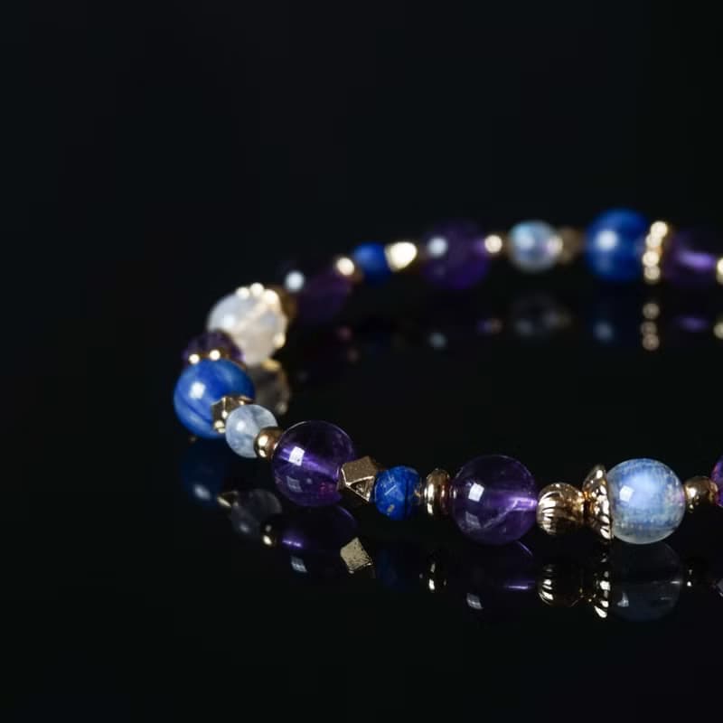 幻夢歷險 // 紫水晶藍晶石月光石 手鍊 // 智慧 洞察 平靜 人緣