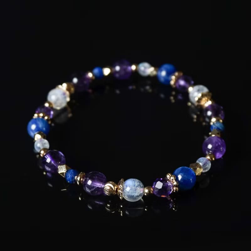 幻夢歷險 // 紫水晶藍晶石月光石 手鍊 // 智慧 洞察 平靜 人緣