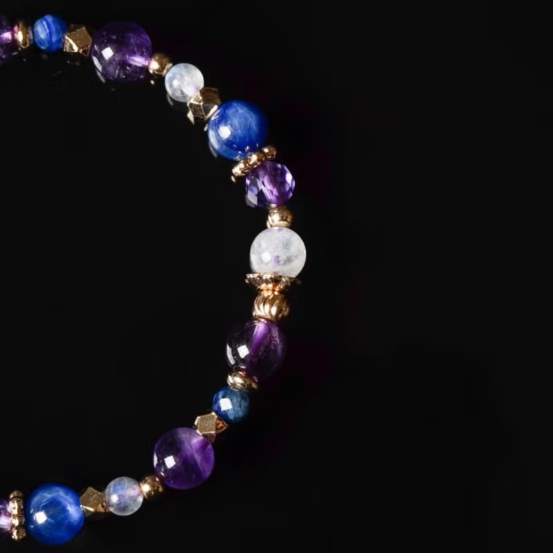幻夢歷險 // 紫水晶藍晶石月光石 手鍊 // 智慧 洞察 平靜 人緣