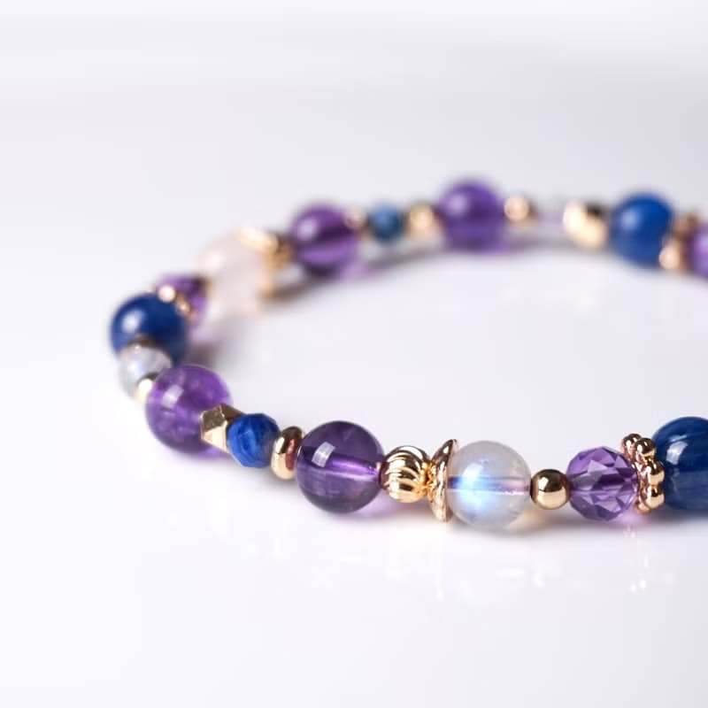 幻夢歷險 // 紫水晶藍晶石月光石 手鍊 // 智慧 洞察 平靜 人緣