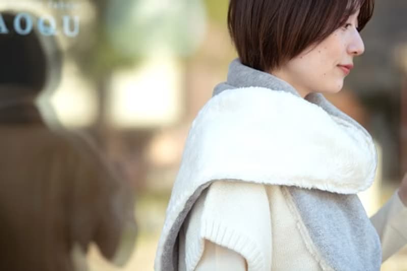 リバーシブル　Organic Cotton Furマフラー【ヤク混ファー×スーピマコットンファー】
