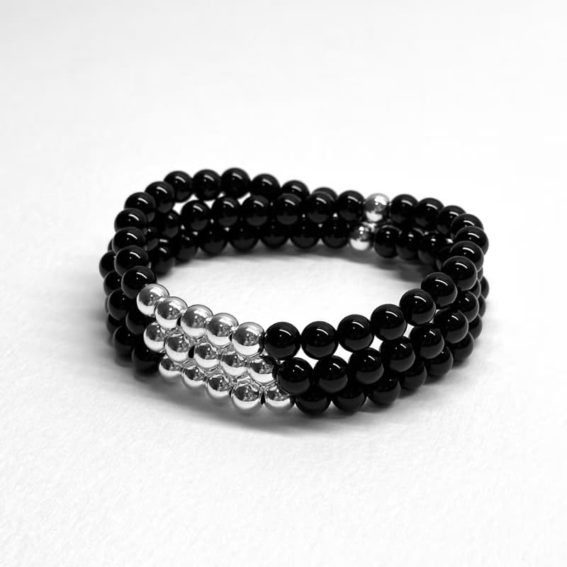 【三環|獅子處女】黑瑪瑙鍍銀手鏈 防小人 男士手鍊 情侶 情人節