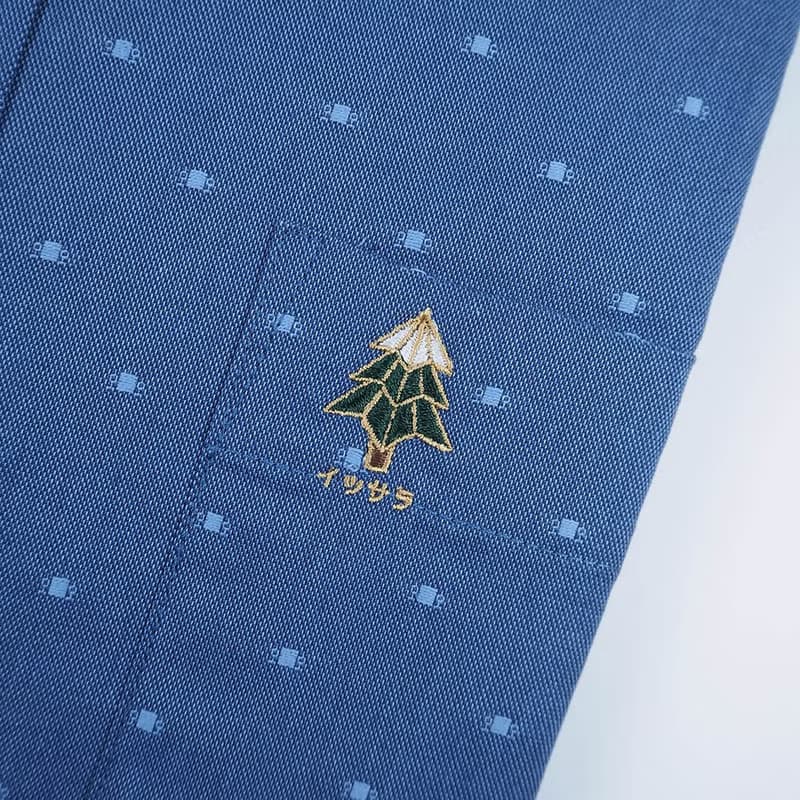 (SIZE S) PINE TREE // blue dot // men slim fit