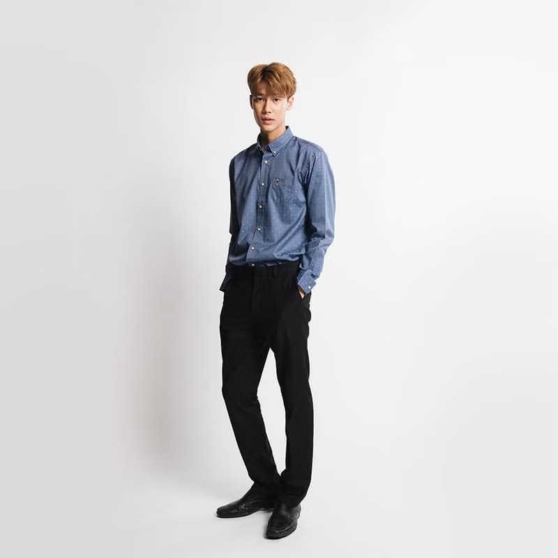 (SIZE S) PINE TREE // blue dot // men slim fit