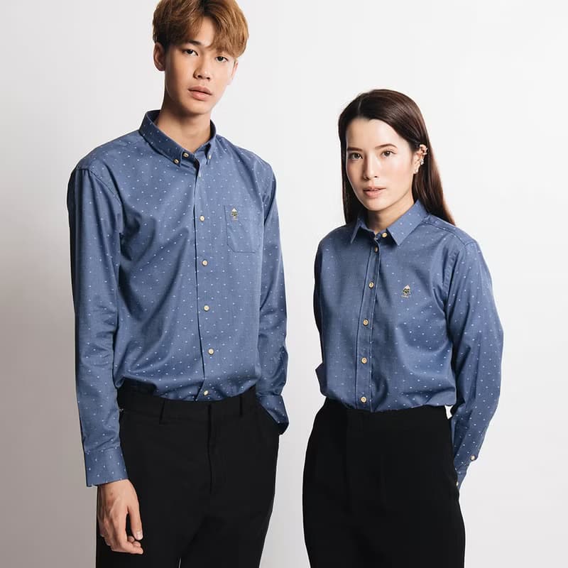 (SIZE S) PINE TREE // blue dot // men slim fit