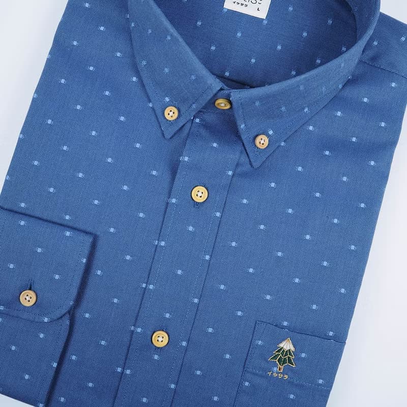 (SIZE S) PINE TREE // blue dot // men slim fit