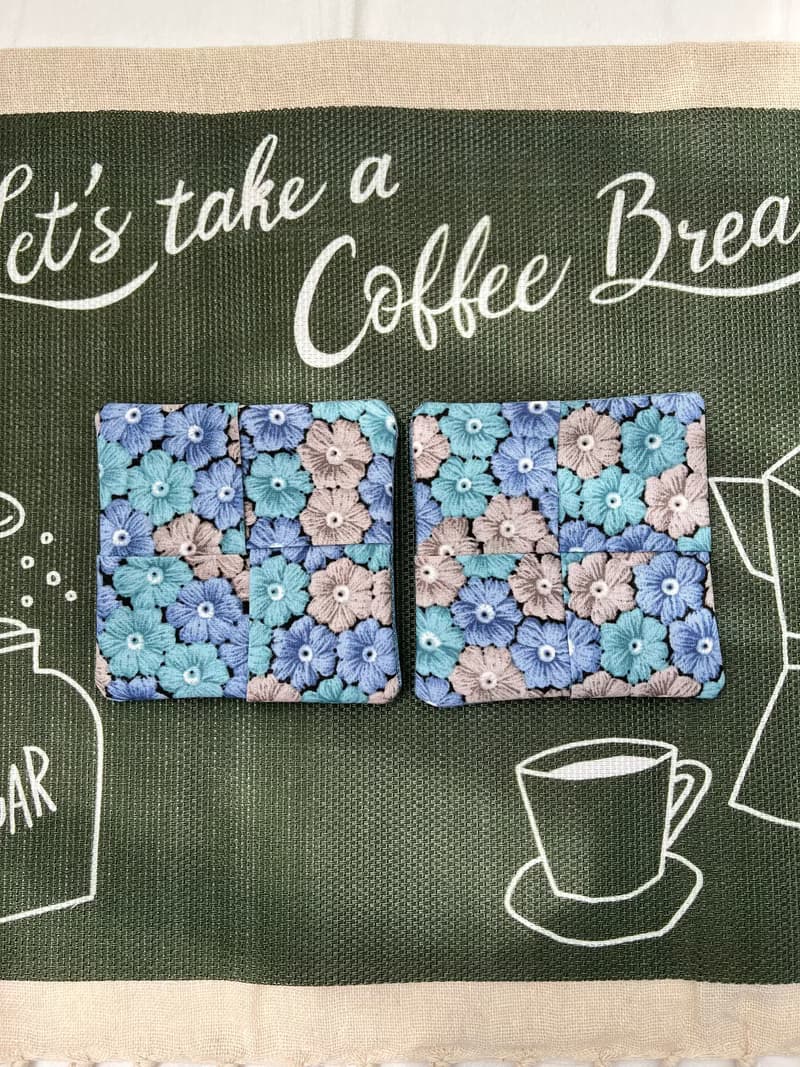 刺繡風印花杯墊 日系限定 手工布杯墊