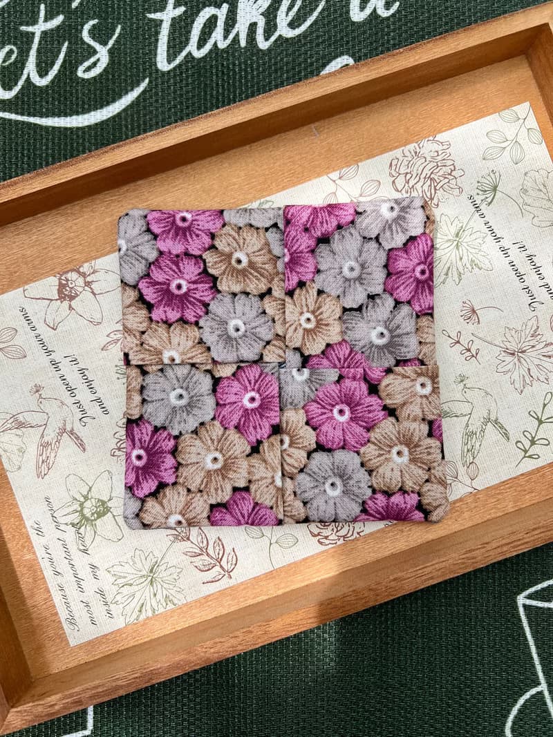刺繡風印花杯墊 日系限定 手工布杯墊