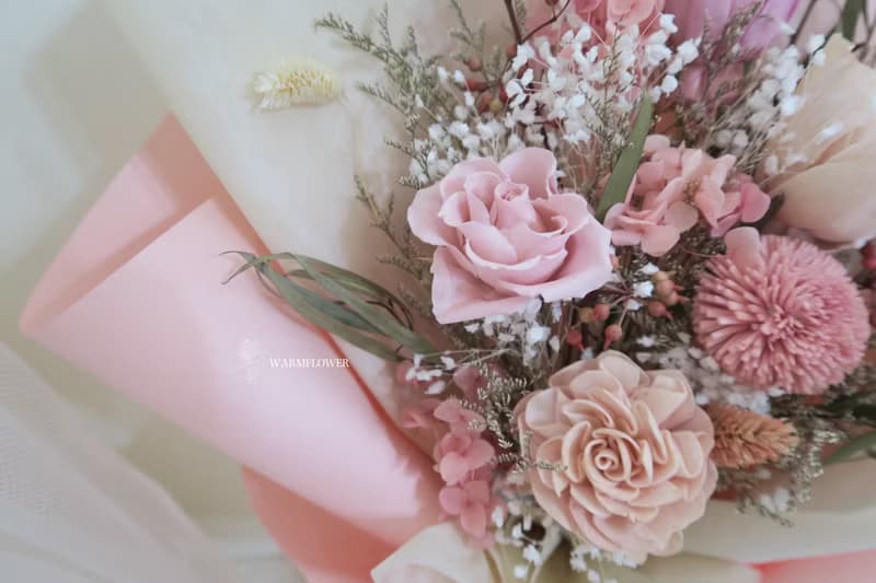 韓式永生花束 －【草莓優格】| 告白花束/情人節花束/乾燥花