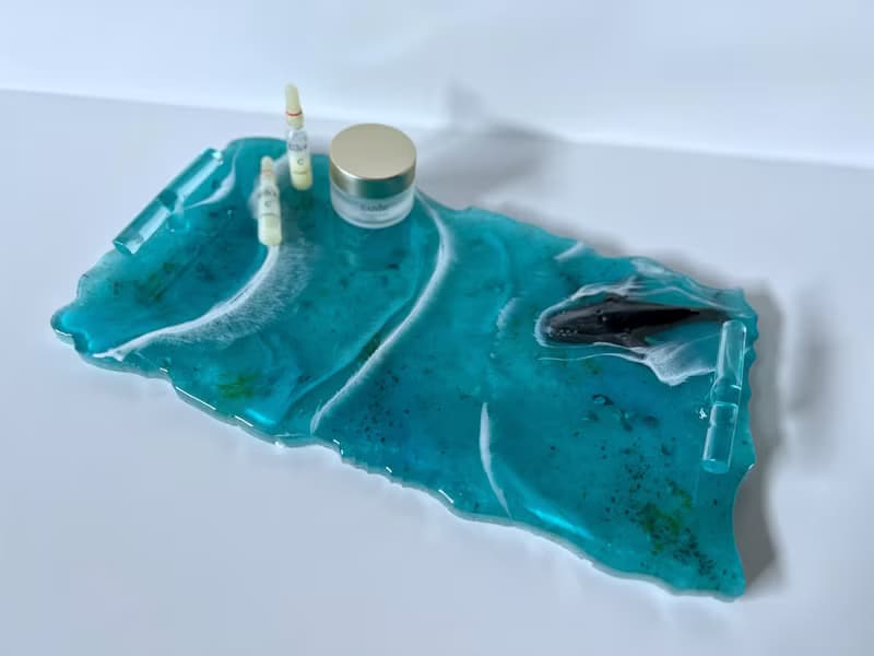 廚房用品 azur vanity tray with whale. Resin tray, perfume tray 乾花