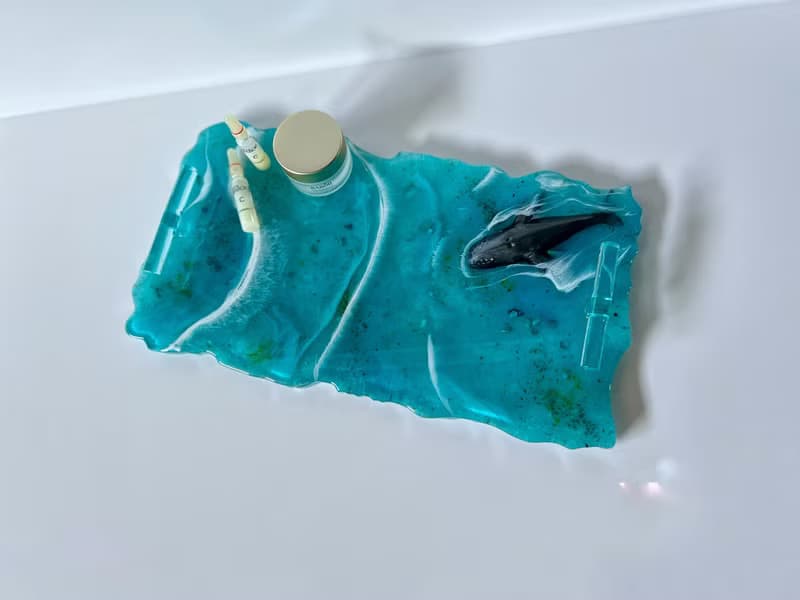 廚房用品 azur vanity tray with whale. Resin tray, perfume tray 乾花