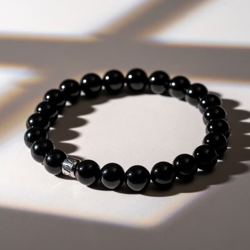 黑瑪瑙 | 天然能量手串 | 7.5-8.5mm  D12701