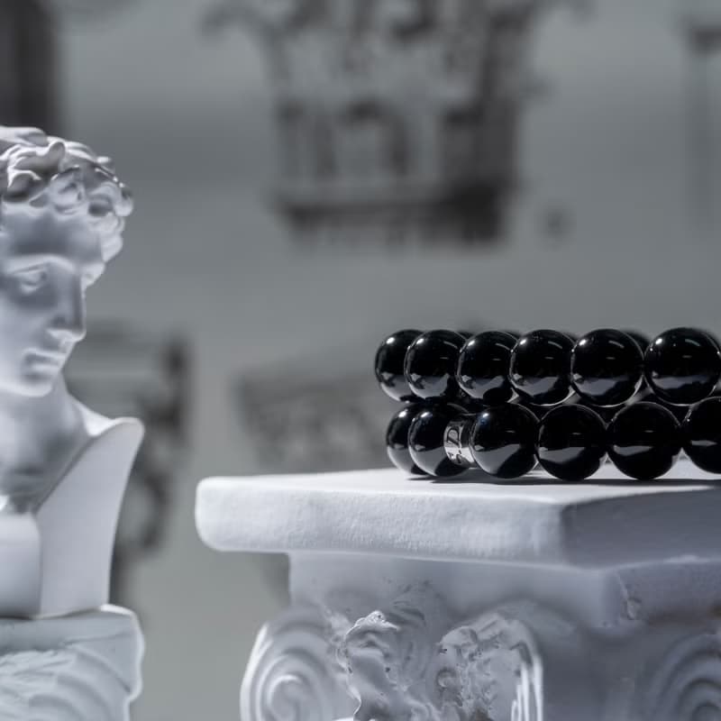 黑瑪瑙 | 天然能量手串 | 7.5-8.5mm  D12701