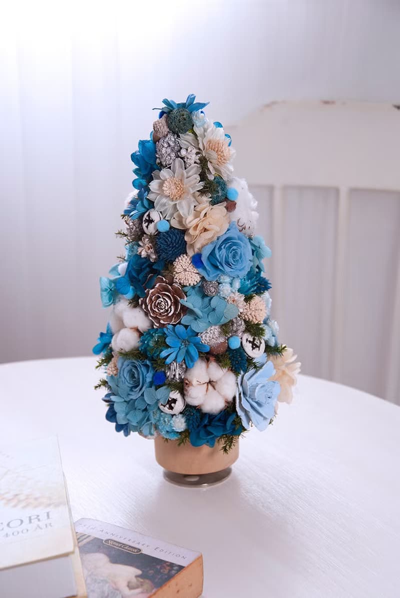 不凋永生花聖誕樹旋轉音樂盒-天空之城 生日禮物