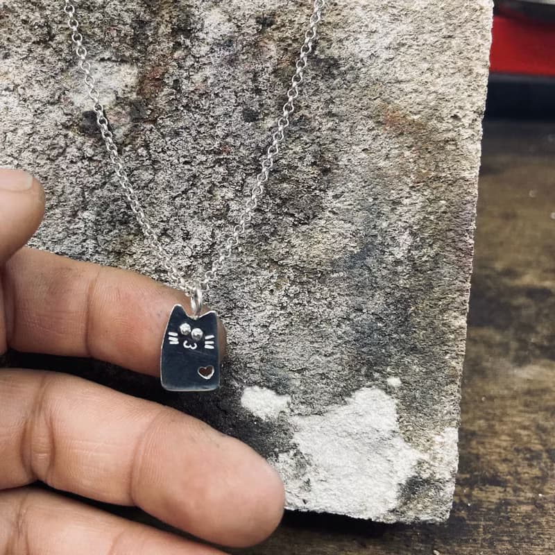 V46款-做不出一樣的銀項鍊-可愛貓咪-925純銀項鍊-御匠敲飾