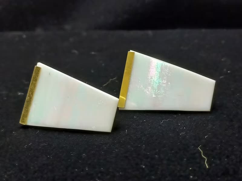 vintage  針式耳環 牛奶玻璃