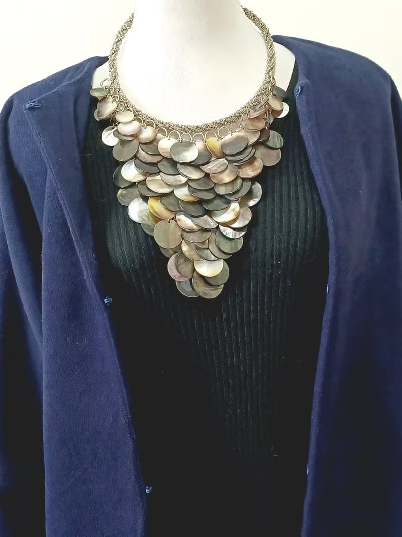 vintage jewelry Chico s  銀色貝殼 時尚項鍊