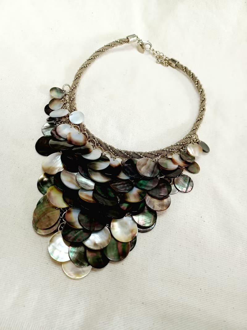 vintage jewelry Chico s  銀色貝殼 時尚項鍊
