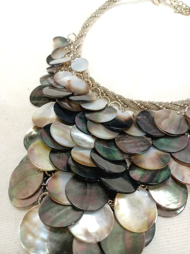 vintage jewelry Chico s  銀色貝殼 時尚項鍊