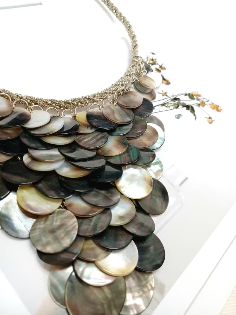 vintage jewelry Chico s  銀色貝殼 時尚項鍊