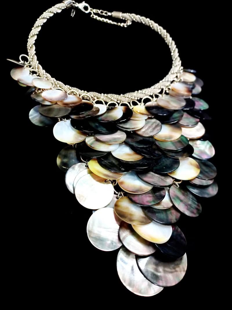 vintage jewelry Chico s  銀色貝殼 時尚項鍊