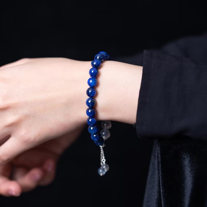 藍晶石拉長石925純銀手鍊