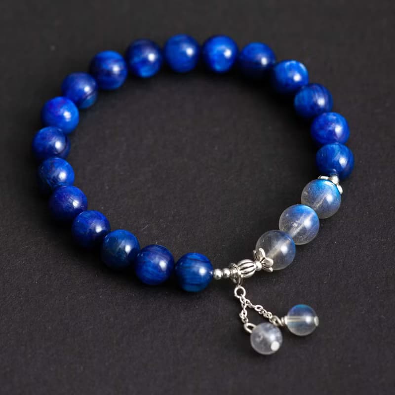 藍晶石拉長石925純銀手鍊