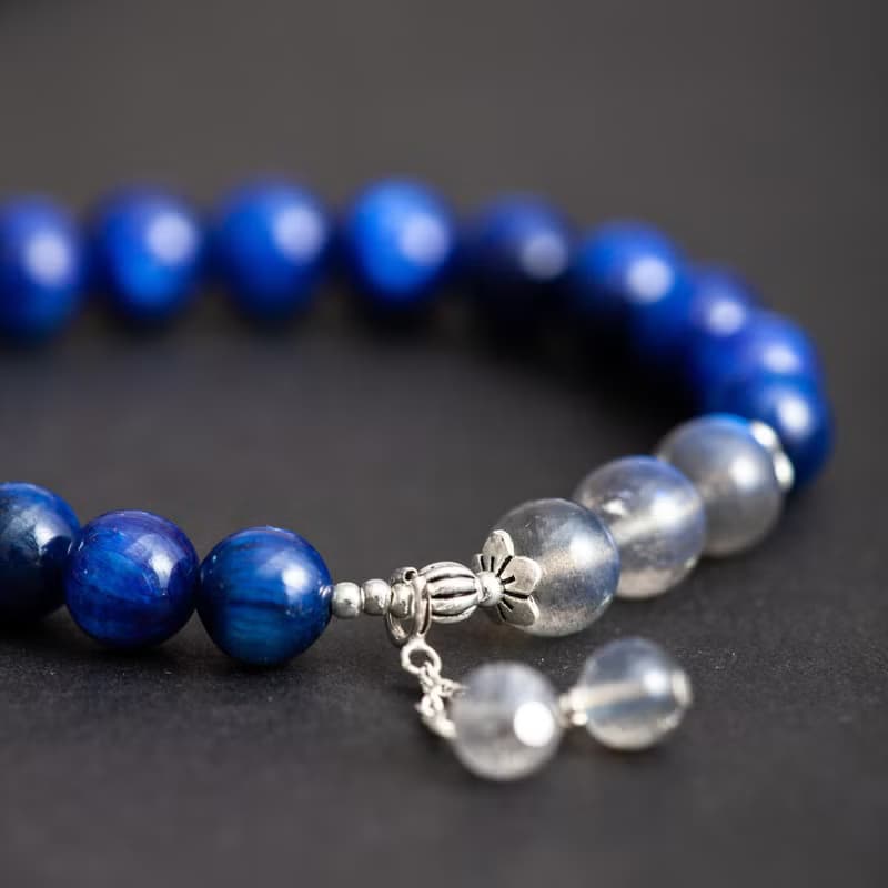 藍晶石拉長石925純銀手鍊