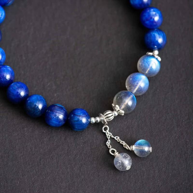 藍晶石拉長石925純銀手鍊