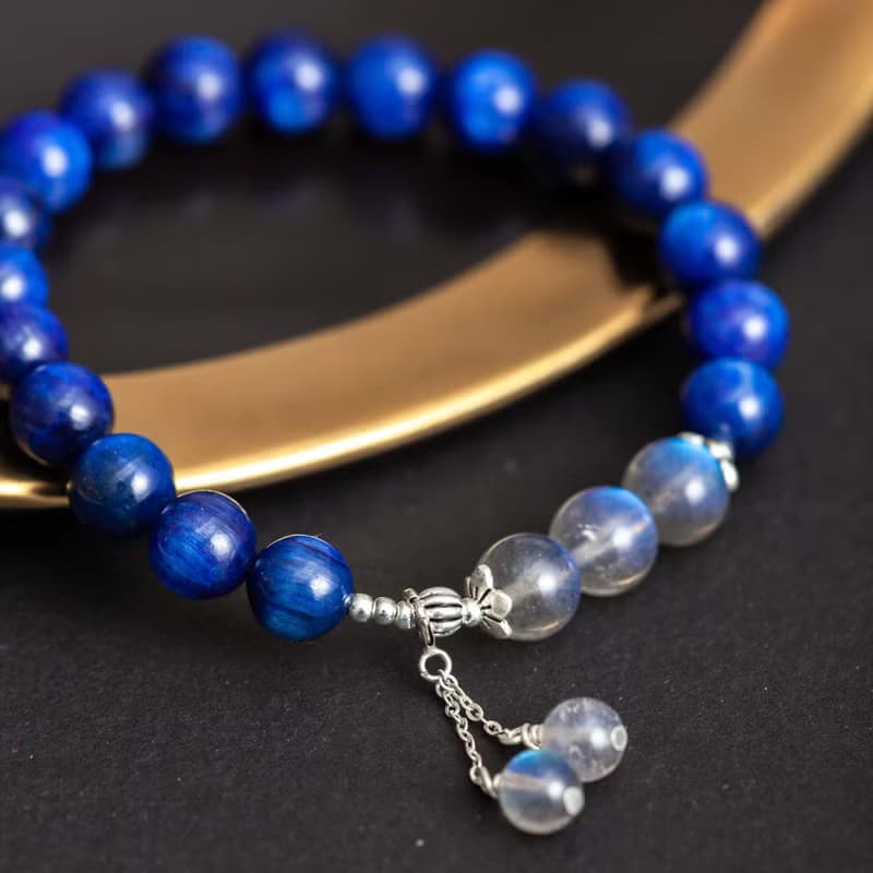 藍晶石拉長石925純銀手鍊