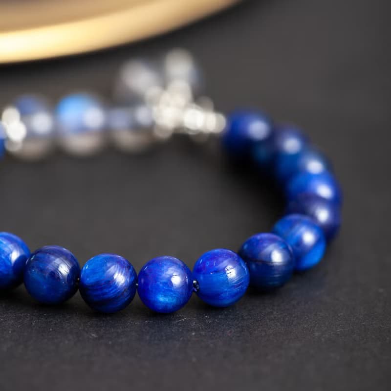 藍晶石拉長石925純銀手鍊