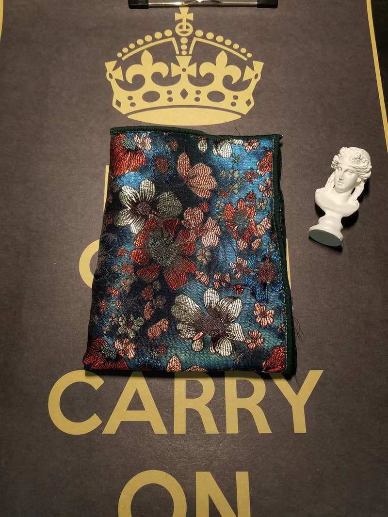 綠色系花卉口袋巾真絲西裝手帕絲巾