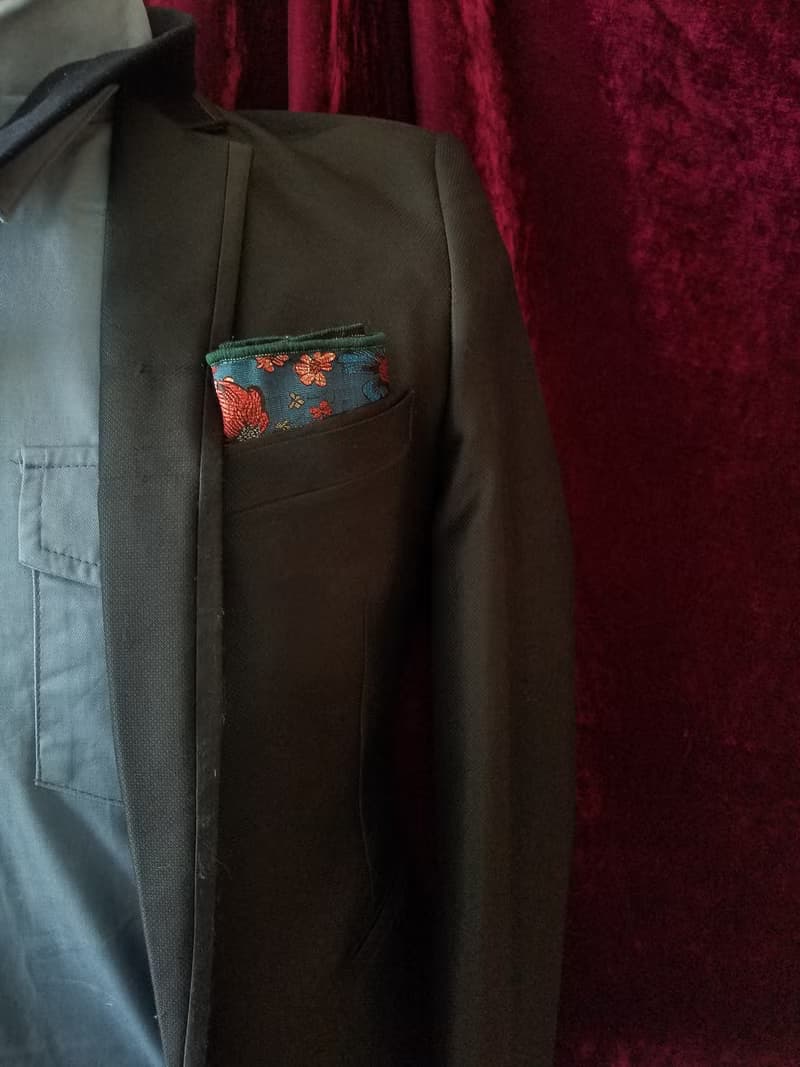 綠色系花卉口袋巾真絲西裝手帕絲巾