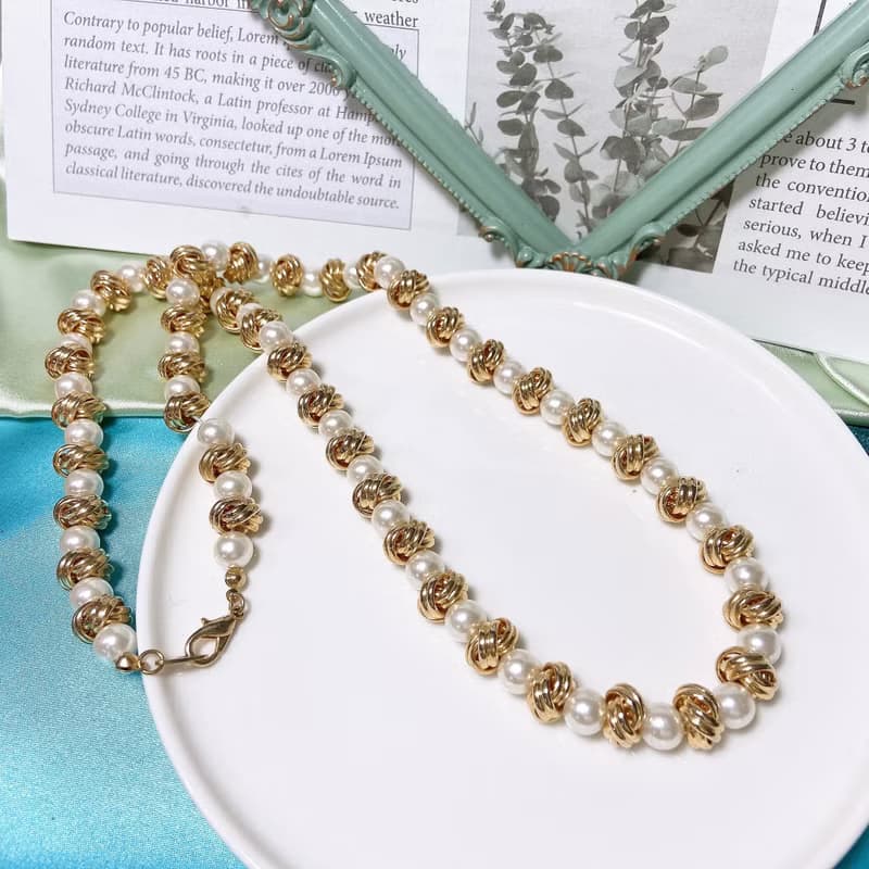 【西洋古董飾品】稀有質感優美珍珠感 菠蘿球華麗項鍊