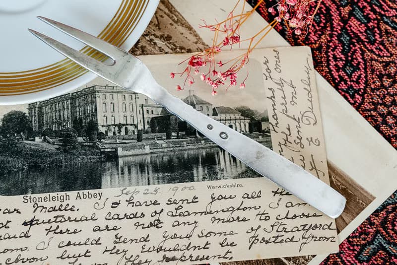 極簡裝飾造型雙齒水果銀叉 - 西洋古董