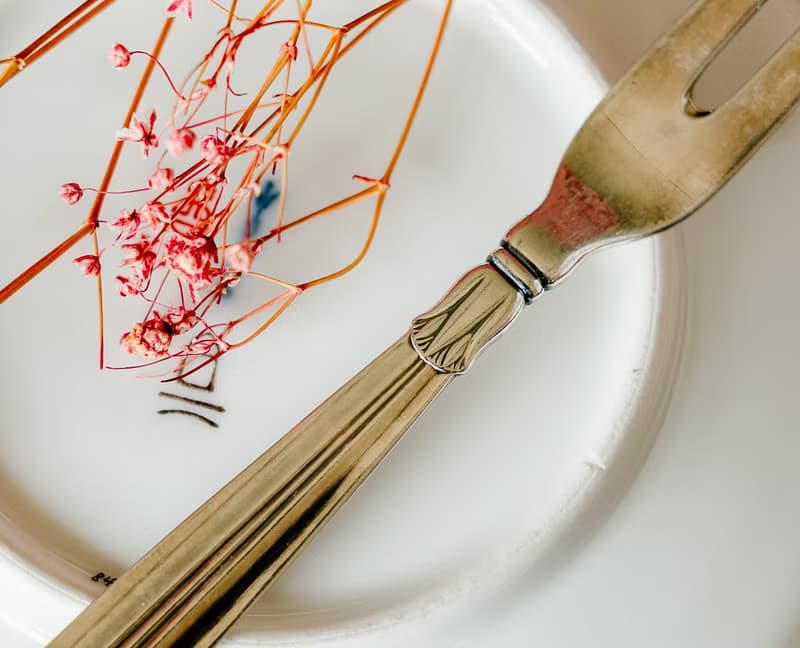 極簡裝飾造型雙齒水果銀叉 - 西洋古董