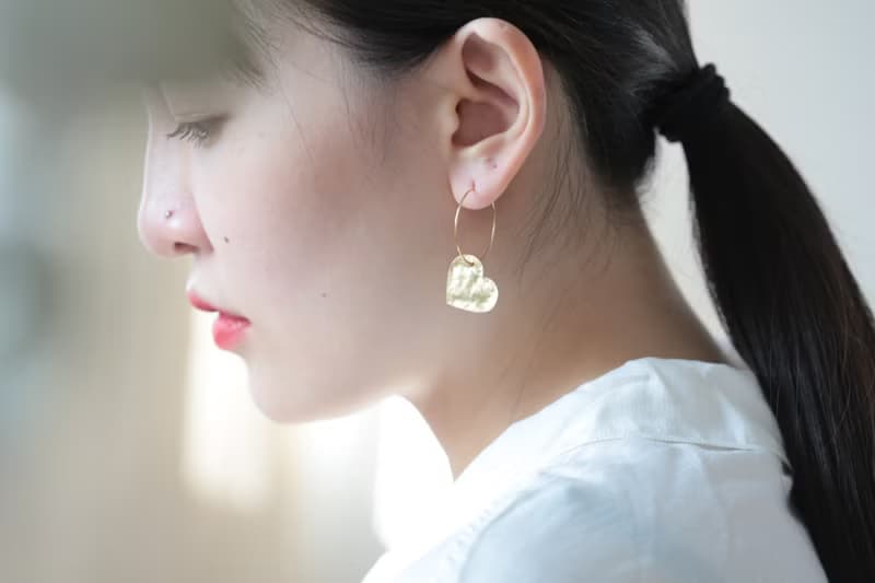 霧面波紋質感愛心耳環│耳針 耳夾