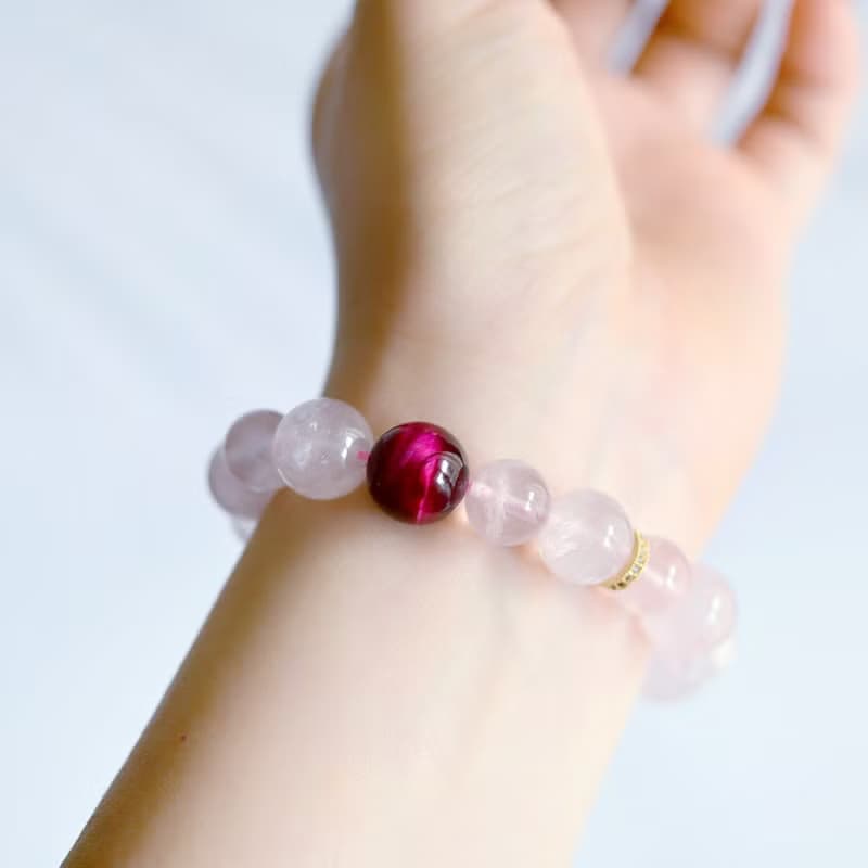 数量限定販売 レッドタイガーアイとローズクォーツのブレスレット