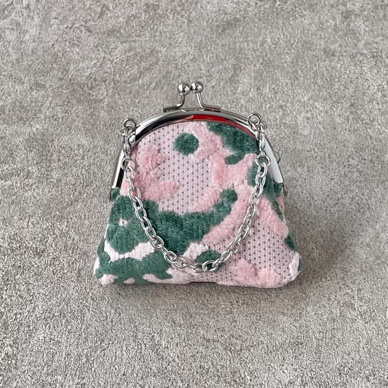 がま口・バッグチャーム　金華山　ピンクフラワー