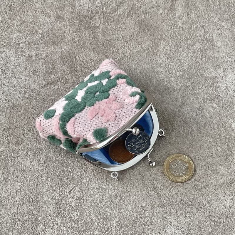 がま口・バッグチャーム　金華山　ピンクフラワー