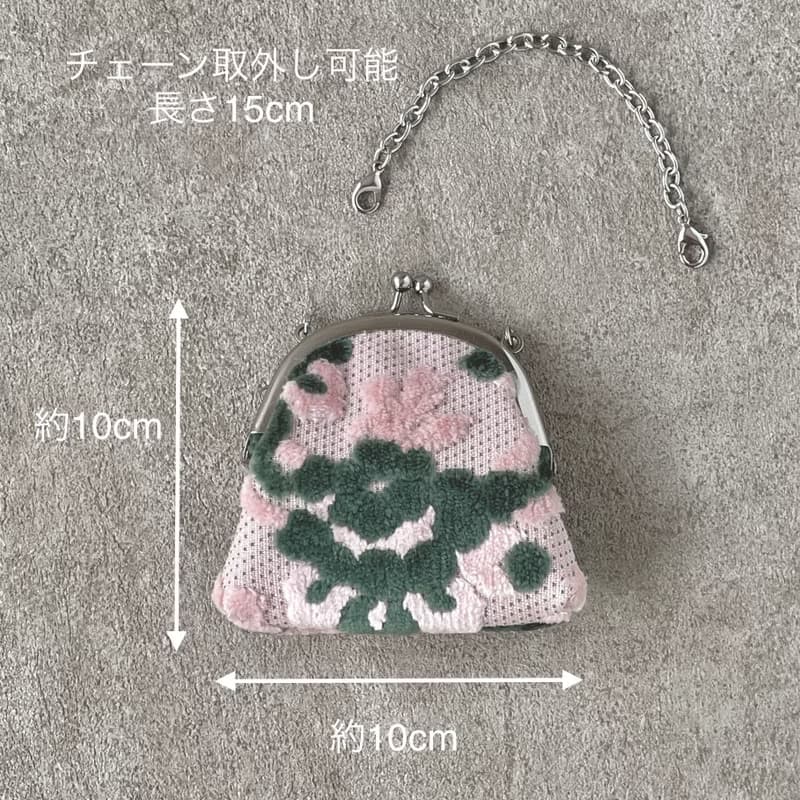 がま口・バッグチャーム　金華山　ピンクフラワー