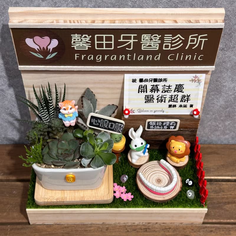 牙醫診所 醫療業 開店禮 多肉送禮 開幕禮 名片座開幕 開店木作禮