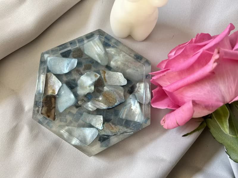 Blue candle tray with glass, trays for decor bathroom 大 禪 擺飾 家飾品 藍染 托盤 喬遷禮物 入厝禮物