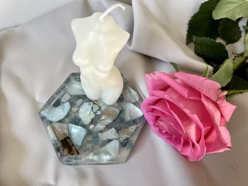 Blue candle tray with glass, trays for decor bathroom 大 禪 擺飾 家飾品 藍染 托盤 喬遷禮物 入厝禮物