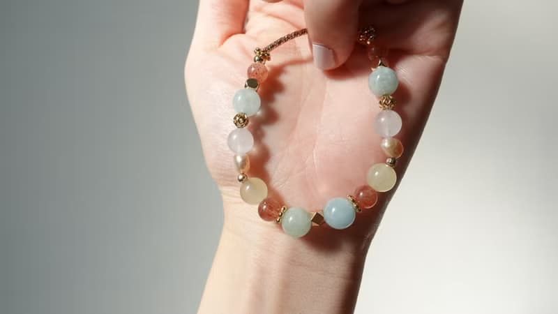 太陽石×摩根石×海藍寶天然水晶設計手鍊【設計款】